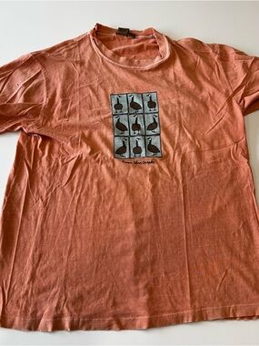 Marc Tetro Men's Heavily Distressed Rust Graphic Tee with Goose Panel - Size S/M